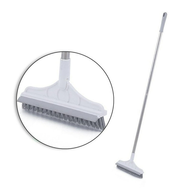 Fancy 2 in 1 Floor Brush Scrub Brush with Long Handle, Bathroom Kitchen Floor Crevice Cleaning Brush with Squeegee, 120 Rotating Removable Brush Head