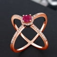 thumbnail image 3 of Gem Stone King 1.37 Ct Round Red Ruby 18K Rose Gold Plated Silver Criss Cross X Ring (Size 5), 3 of 5