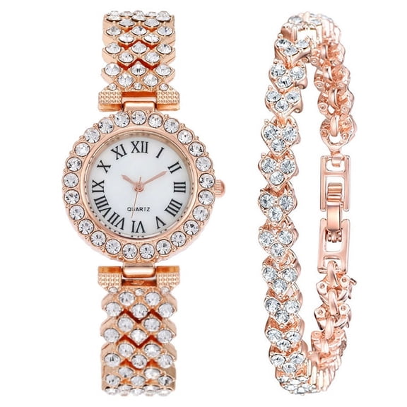 Fashion quartz watch steel strap women's watch bracelet set