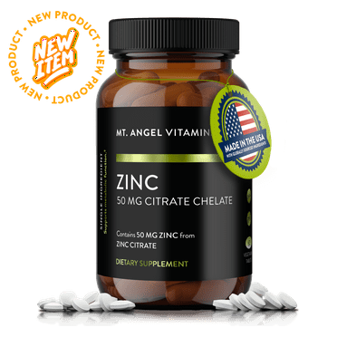 Mt. Angel Vitamins' Advanced Zinc Citrate Chelate 50 mg - Optimal Immune Support & Wellness Formula, High Absorption Zinc - 60 Tablets