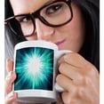 thumbnail image 2 of 3drose, Bright White Star Burst on Aqua with Green Bokeh Sparkles, 11oz Magic Transforming Mug, 2 of 7