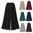thumbnail image 2 of ShiShine Women's Elastic Waist Pleated Cropped Wide Leg Pants Culottes, 2 of 3