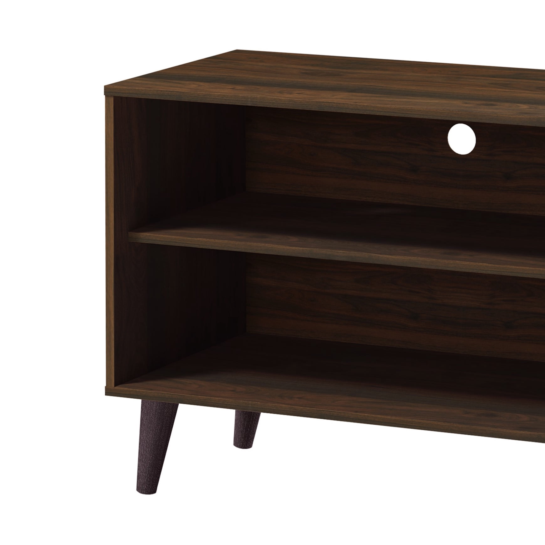 Aukfa Mid-Century Modern TV Stand for TVs up to 65", Wood Entertainment Center with 2 Doors, Low Profile Media Console,Walnut