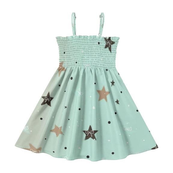 Ttyddzy Woman' Casual-Dresses Sleeveless Camisole A-Line Dress for 2Y-7-8Y，Green and Beige