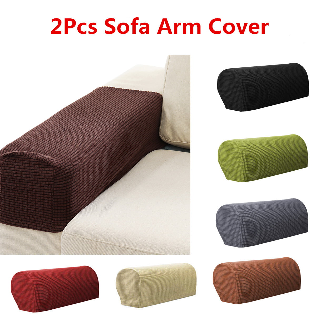 2PCS Premium Stretch Furniture Armrest Covers Sofa Couch ...