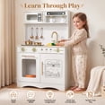 thumbnail image 2 of Wisairt Wooden Play Kitchen for Kids, Pretend Play Kitchen with Realistic Sounds & 17-Piece Accessory Set, White, Age 3+, 2 of 9