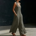 thumbnail image 6 of Guluxicc Womens Flowy Wide Leg Linen Jumpsuits Elegant Summer Sleeveless V Neck Rompers One Piece Beach Outfits with Pockets, 6 of 8