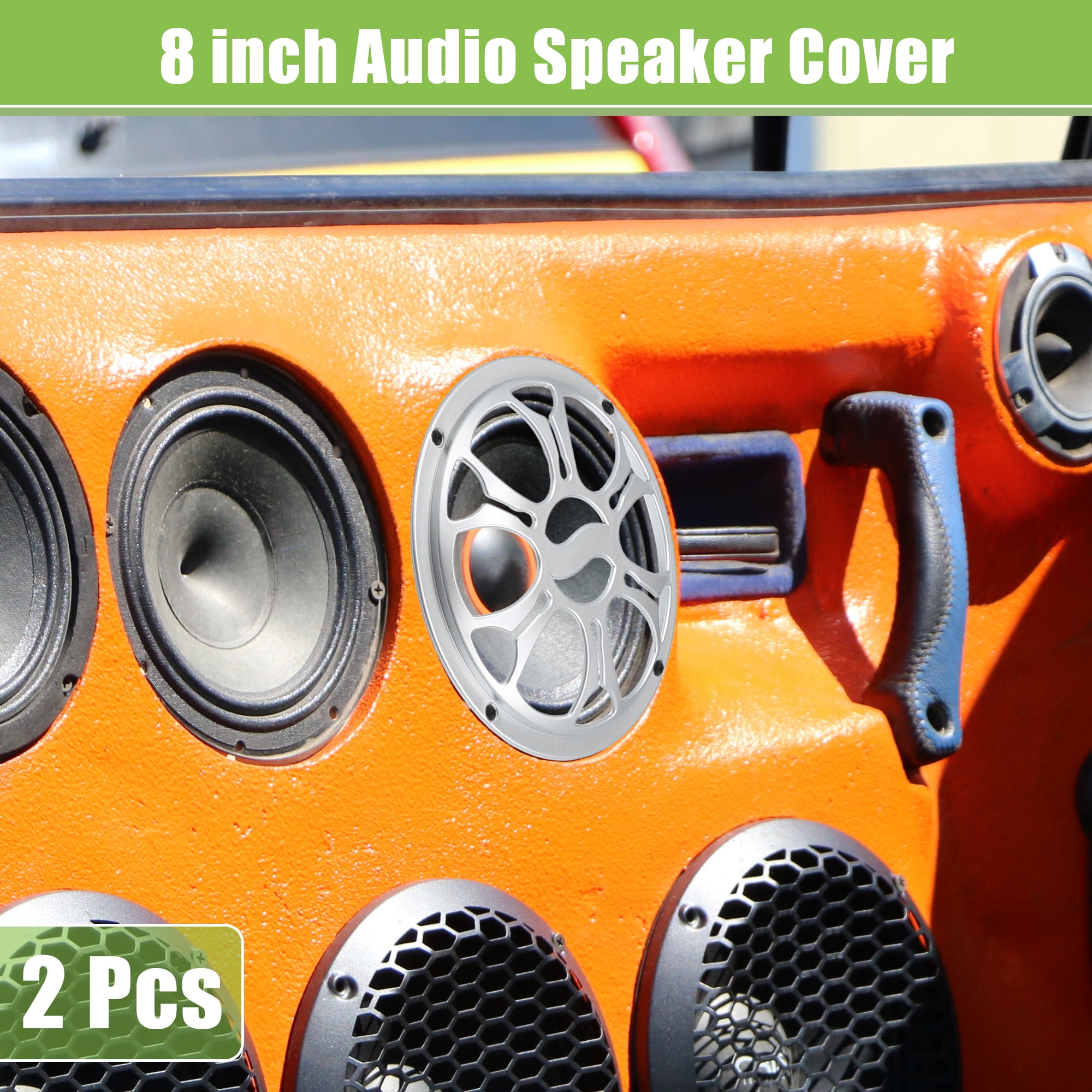 Unique Bargains Universal Car Speaker Grills Cover ABS Silver Tone - Pack of 2 8"