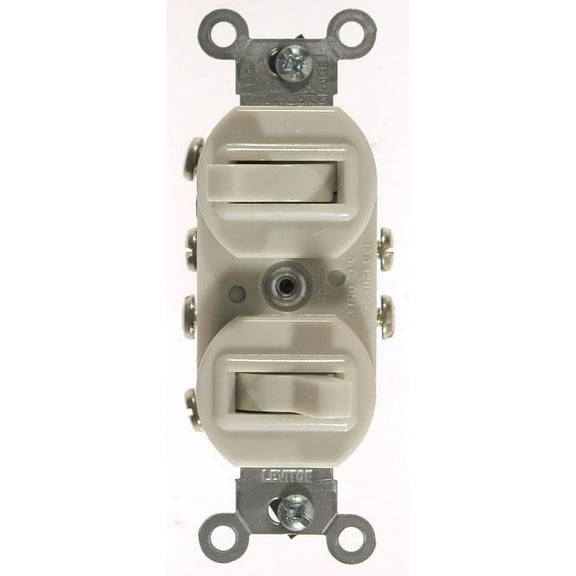 Leviton 5243 15 Amp, 120/277 Volt, Duplex Style Two 3-Way Combination Switch, Commercial Grade, Ivory