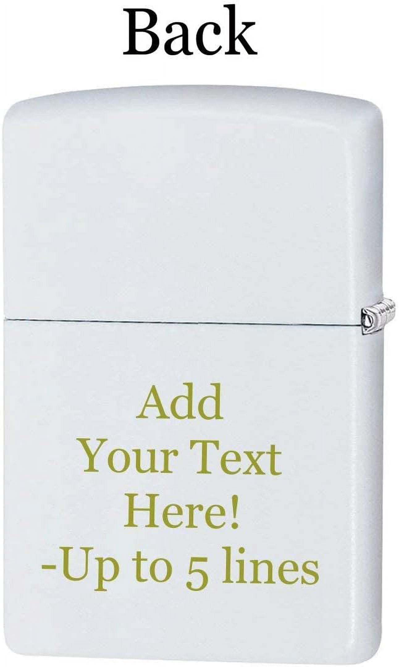 Zippo Lighter - Personalized Custom Message Engrave for Classic with Logo White Matte Windproof Zippo Lighter #214ZL