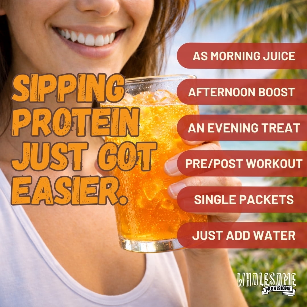 Protein Fruit Drink Mix, 15g Protein, Low Sugar, Collagen + Prebiotics, No Artificial Colors or Dyes, Refreshing by Wholesome Provisions(Pack of 3, Peach mango)