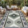 thumbnail image 2 of Sagge Green Boho Outdoor Rug 6x9 Ft - Reversible Patio Rug Outdoor Camping Rugs, Country Southwest Aztec Geometric Washable Indoor Outdoor Area Rugs, Non-Slip Outdoor Carpet Runner for Deck/Porch, 2 of 8