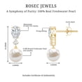 thumbnail image 4 of Rosec Jewels Freshwater Pearl Drop Earrings with Moissanite for Women - AAA Quality, 14K Yellow Gold, 4 of 6