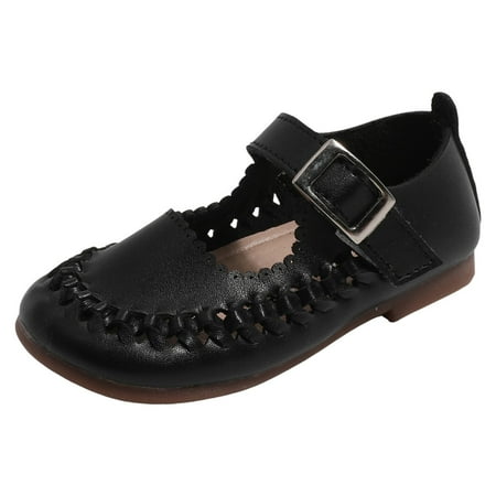

Little Girls Sneakers Children Hollow Breathable Leather Fashion Princess Shoes for Girls Size 4-4.5T