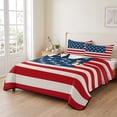 thumbnail image 2 of Full Quilt Set 78''x90'', 4th of July Lightweight Summer Bedspread Coverlet Set with 2 Pillow Shams, Red Stripes Independence Day Breathable All Season Quilt Bedding for Bedroom/Guest Room, 2 of 9