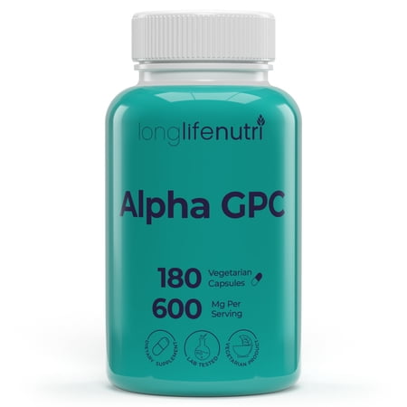 LongLifeNutri Alpha GPC Choline 300 mg - 120 Vegetarian Capsules, Supplement for Focus & Productivity