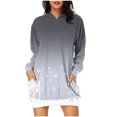 thumbnail image 1 of Pisexur Robes de Noël pour Femmes Mode Imprimé Flocon de Neige Sweat à Capuche Robe Décontractée Manches Longues Robes d'Automne Robe de Fête Mini Robe avec Poches, 1 of 2