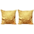 thumbnail image 1 of Ambesonne Modern Throw Pillow Cover 2 Pack, Floral Swirls Leaves, 18", Earth Yellow Brown, 1 of 2