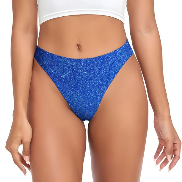 Balery Blue Glitter Tangas de Algodón para Mujer con Estampado – Ropa Interior Sexy, Transpirable, G-string-X-Large