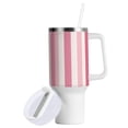 thumbnail image 2 of 40 oz Tumbler with Handle and Straw Lid Pink Striped Insulated Vacuum Water Bottle Stainless Steel Travel Cup, 2 of 8