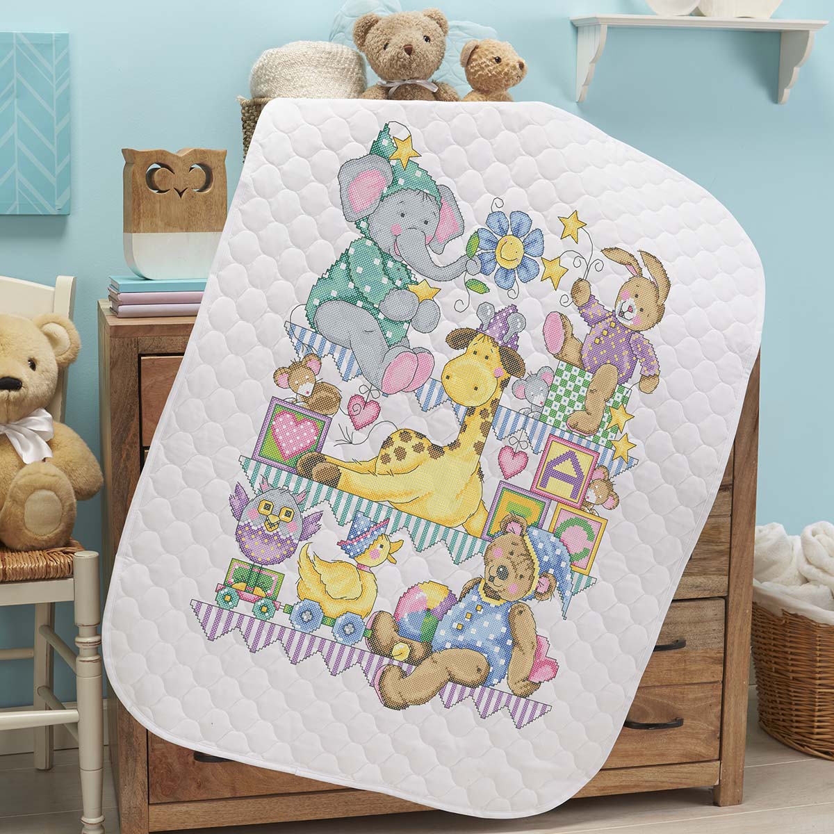Twinkle Twinkle Stamped Cross Stitch Quilt Kit Baby Needlework Cross Stitch Swl13562nl