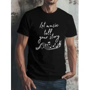 Men's Music Note Graphic T-Shirt - "Let Music Tell Your Story" - Breathable Crew Neck Tee - Soft Everyday Shirt for Concerts,