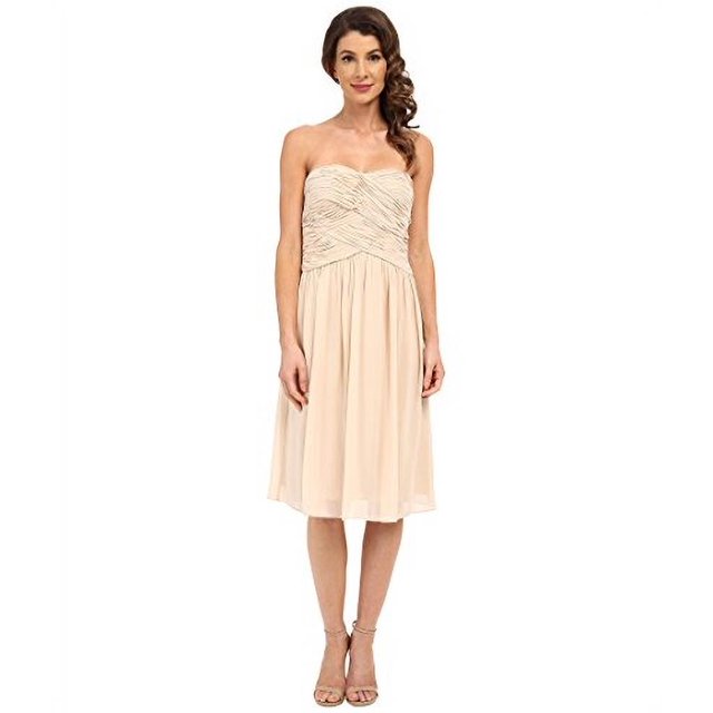 Donna Morgan Femme Robe Courte en Mousseline de Soie Champagne Robe