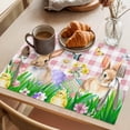 thumbnail image 3 of Easter Rabbits Placemats Set of 6, Watercolor Colorful Eggs Floral Grass Butterfly Pink Plaid Non-Slip Place Mats Washable Table Mats for Kitchen Dining Table Decorations Indoor/Outdoor, 3 of 9
