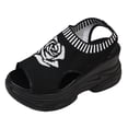 thumbnail image 6 of Womens Platform Wedge Sandals Floral Print Knit Mesh Open Toe Athletic Walking Shoes Casual Slip on Summer Sneakers Black Size 8, 6 of 6