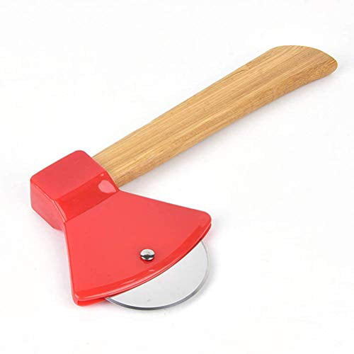 Funny & Cool Axe Pizza Cutter - Unique Men Dad Tool With Steel ?ircular  Saw, Plastic Cover for Wheel Blade Knife & Bamboo Handle - Cute Kitchen  Gadgets Nonstick Stuff Slicer Accessories -