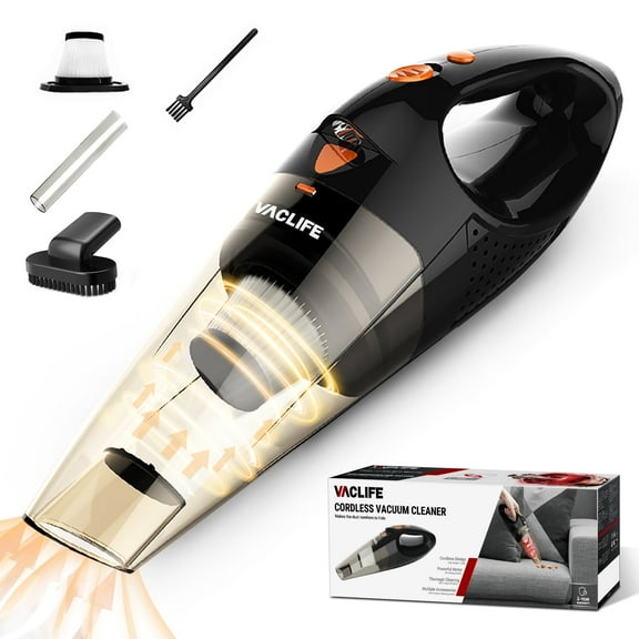 VacLife Handheld Vacuum, Car Vacuum Cleaner Cordless, Mini Portable Rechargeable Vacuum Cleaner with 2 Filters, Orange (VL189)