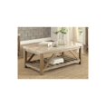 thumbnail image 2 of Benzara BM180003 20 x 26 x 48 in. Wooden Cocktail Table with Marble Top & Slated Bottom Shelf, Gold Brown, 2 of 3
