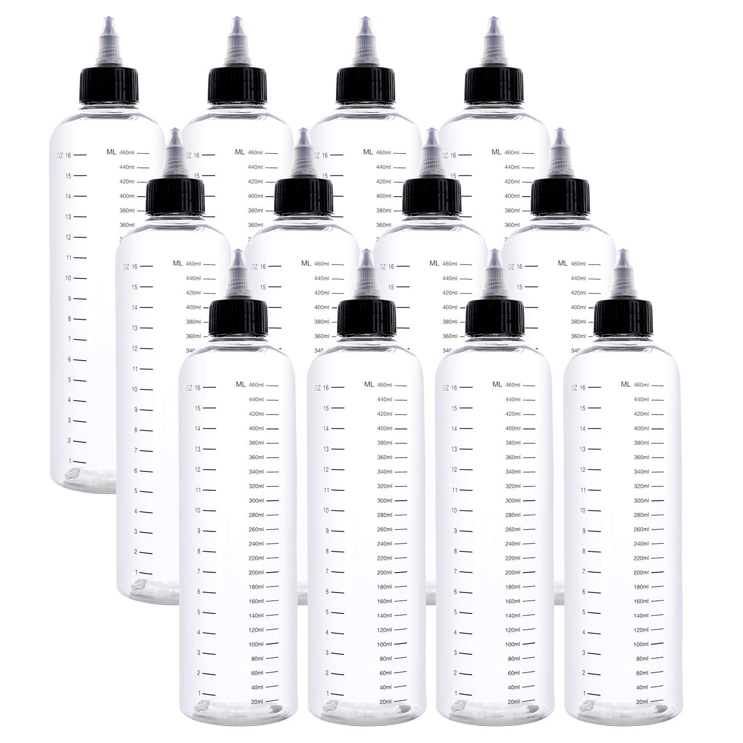 TESNN 12 Pack 16oz Empty Hair Color Applicator Bottle with Twist Top Caps  and Discrete Measurements, Plastic Refillable Squeeze Bottle Dispensing  Bottles for Hair, Oil, Sauce and More | Walmart Canada