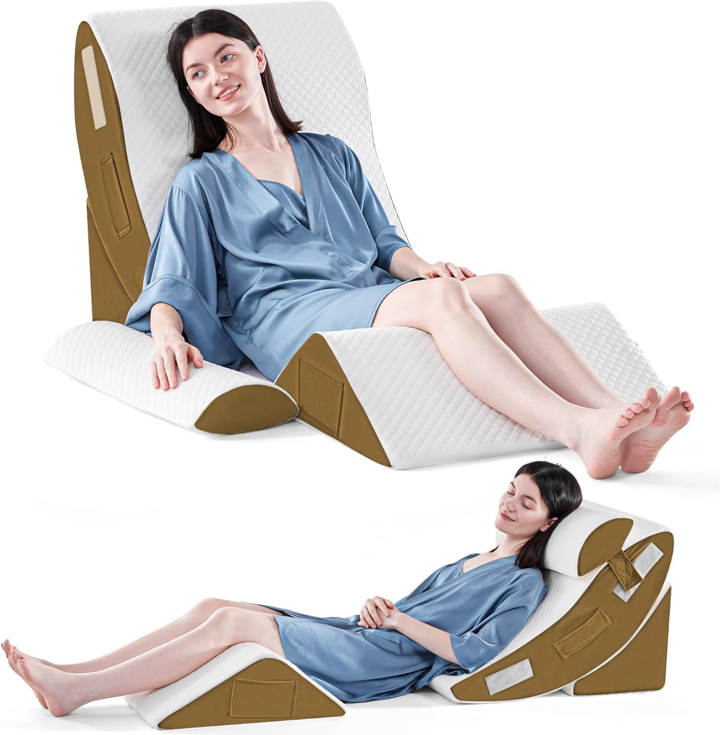Wedge Pillow 7.5 Inch Memory Foam for Acid Reflux Relief Snoring Support Post Surgery Comfort with Removable Cover