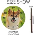 thumbnail image 2 of SKYSONIC Silent Wooden Round Wall Clock Portrait of Happy Shiba Inu Dog Sitting in Summer Non Ticking Battery Operated Clocks for Home Office Living Room Bedroom, 2 of 6