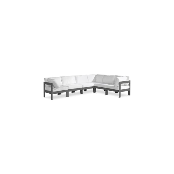 Meridian Furniture Nizuc White Water Resistant Fabric Outdoor Patio Modular Sectional