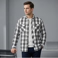 thumbnail image 3 of Cloudstyle Men's Pattern-Matched Plaid Business Casual Shirt - Slim Fit Brushed Flannel Long Sleeve Button-Down for Fall, 3 of 8