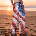 thumbnail image 5 of USA Anniversary 250 Womens Workout Pants United States American Flag Print Elastic High Waist Lounge Pants Slit Baggy Wide Leg Loose Fit Soft Pants, #01 Wine, XXL, 5 of 5
