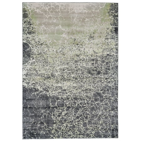 Feizy Katari Transitional Watercolor, Gray/Green/Ivory, 4'3" x 6'3" Accent Rug Sheen Fade Resistant Casual Abstract Floor Rug for Living room Bedroom