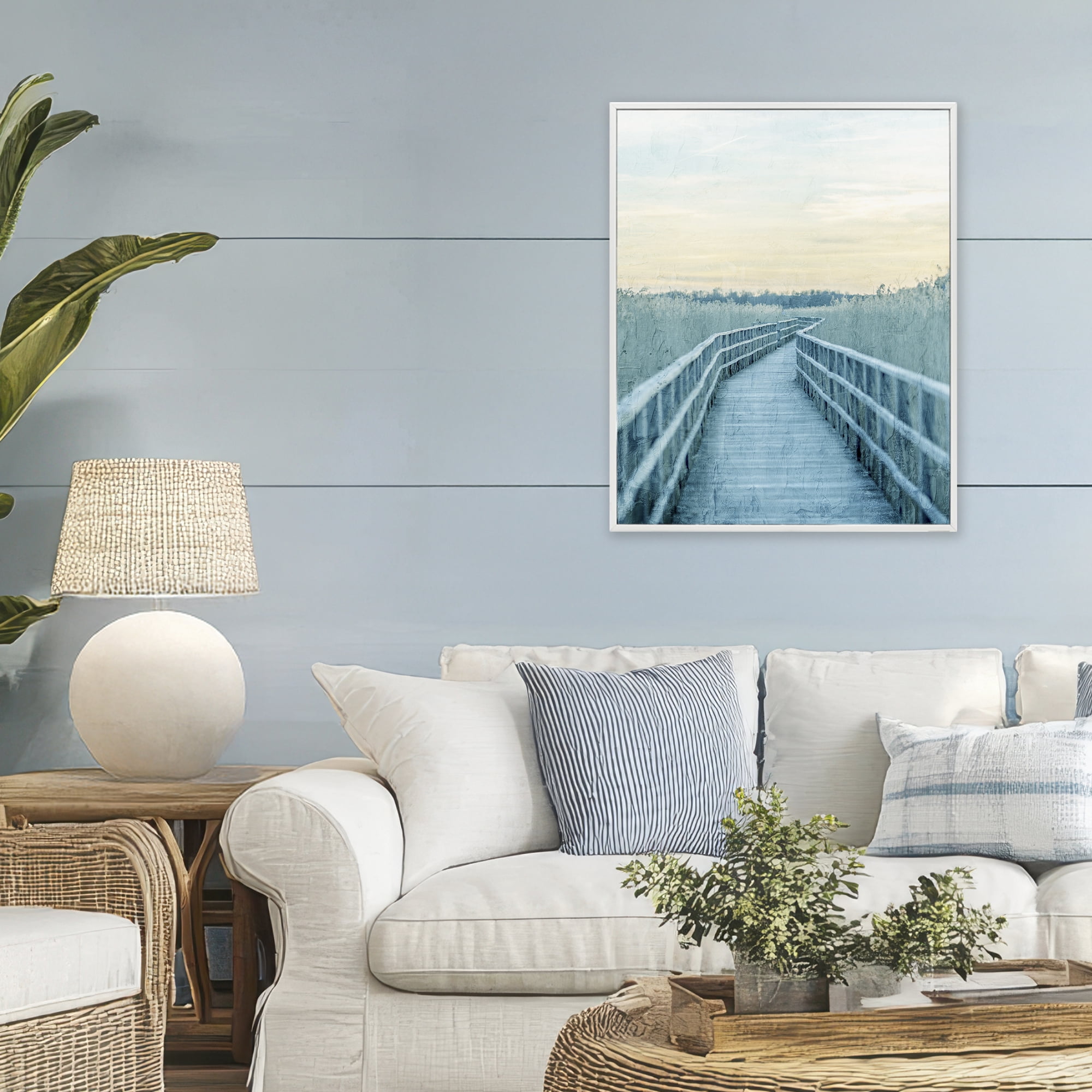 Stupell Industries Wooden Pier Boardwalk White Framed Giclee Art, design by Kim Allen