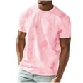 thumbnail image 2 of HOMADLES Mens Short Sleeve Shirts Crewneck Tie Dye Solid Muscle Athletic Casual, T Shirt Pink 3XL, 2 of 3
