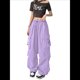 thumbnail image 1 of Pantalones Cargo para Mujer, Pantalones Casuales de Senderismo, Pantalones Holgados Y2K de Cintura Alta con Múltiples Bolsillos Púrpura M, 1 of 8