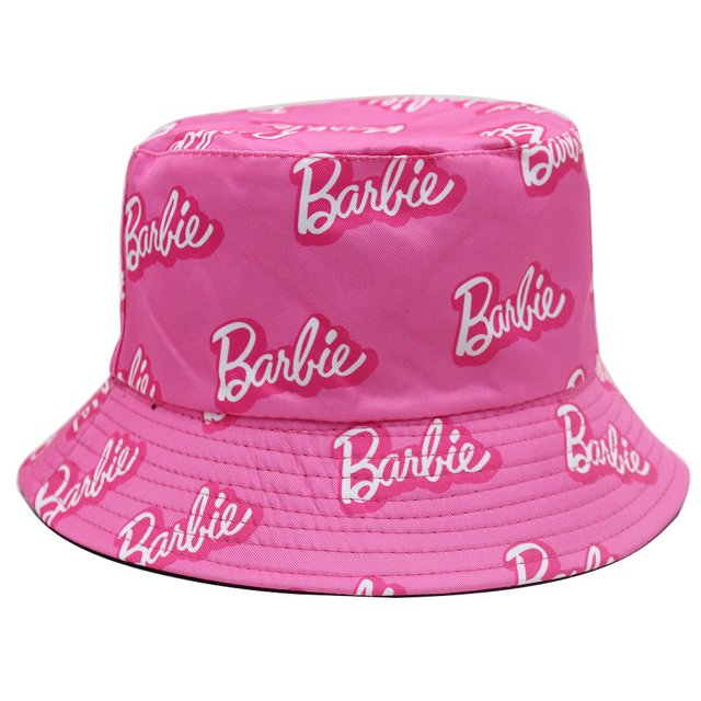 Sombrero de pescador rosa estampado Barbie - Color sólido, color macarrón, Sombrero peplum casual para mujer, Tendencia de moda JM