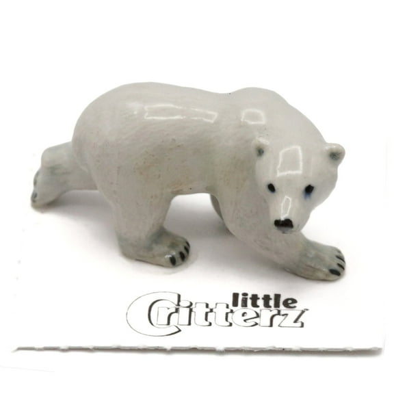 Little Critterz White Polar Bear "Beaufort" - Hand-painted Home Decor Animal Decorative Figurine - Miniature Porcelain Figurine