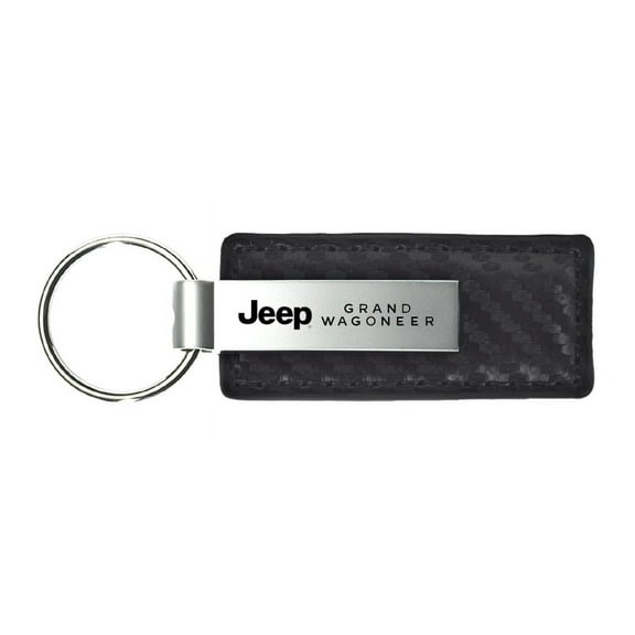 Jeep Grand Wagoneer Carbon Fiber Leather Key Chain (Black)