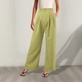 thumbnail image 3 of Pantalones de mezclilla afelpados mujer Gibobby Omen's anchos de pierna casual sueltos Palazzo verde S, 3 of 5