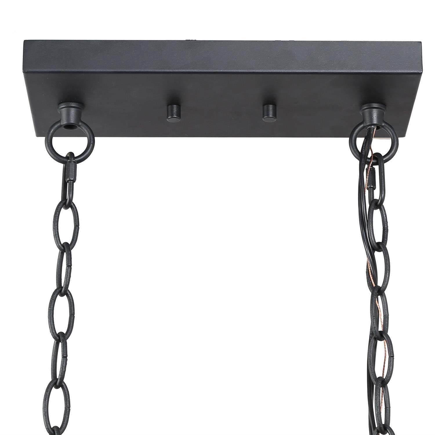 LNC 4-Light Black and Gray Linear LED Pendant with Mason Jar Glass