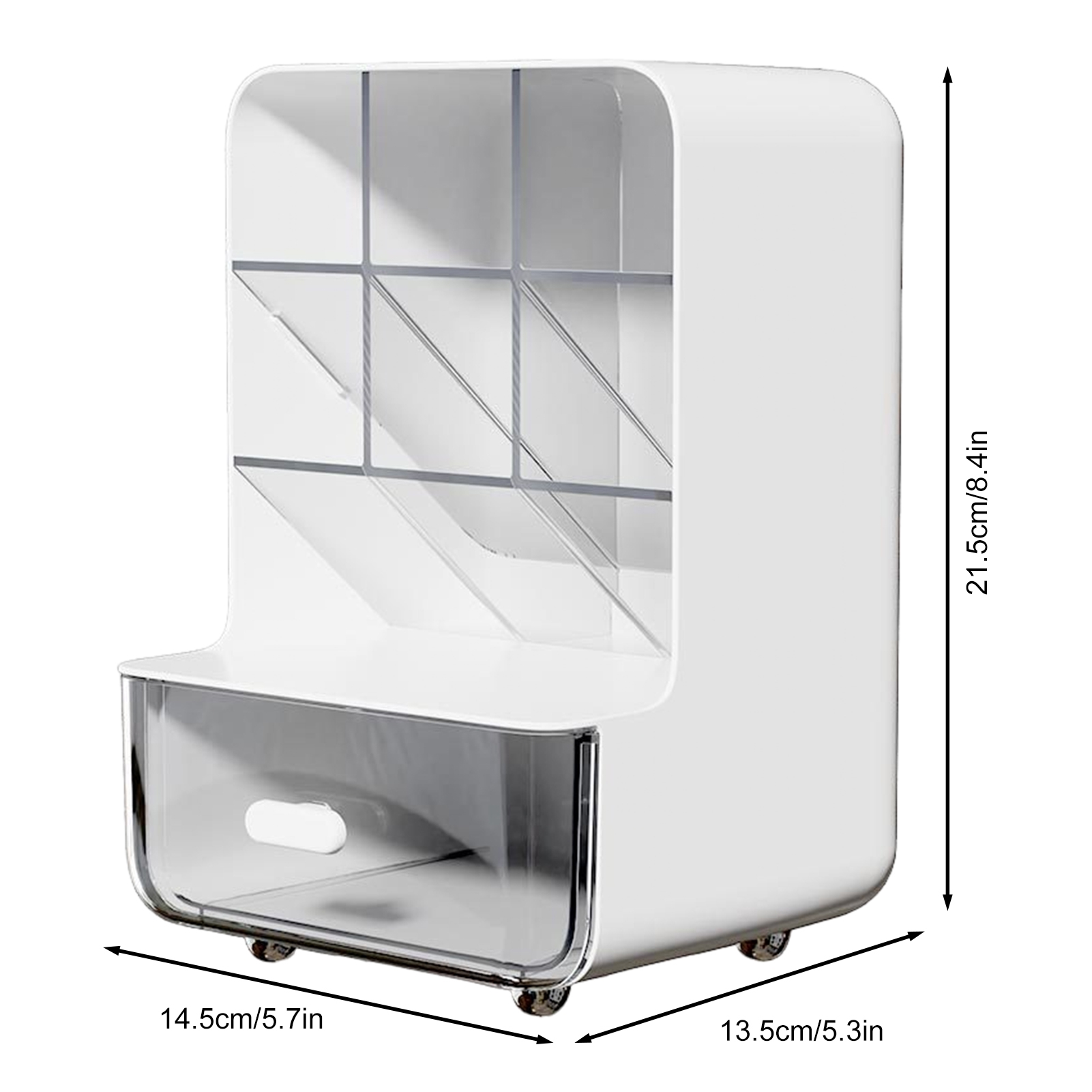 Naierhg Slant Pen Holder Desk Stationery Storage Box with Transparent Drawer Large Capacity Dust-Proof Storage Rack Desk Organizer