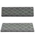 thumbnail image 3 of Pure Era Bullnose Carpet Stair Treads Cover 16Pcs Indoor Rug Set 9" x 30" Plaid Pattern Self Adhensive Backing(Set of 16,Gray Diamond Trellis), 3 of 11
