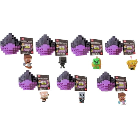 Mattel Minecraft Mini Mode Spawn Egg Assortment, Mystery Figures, Complete Set of 7, Special Edition, HKT64-956K